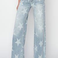 RISEN Full Size Raw Hem Star Wide Leg Jeans