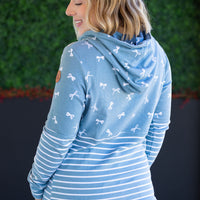 IN STOCK Hailey Pullover Hoodie - Teal Ribbons and Stripes