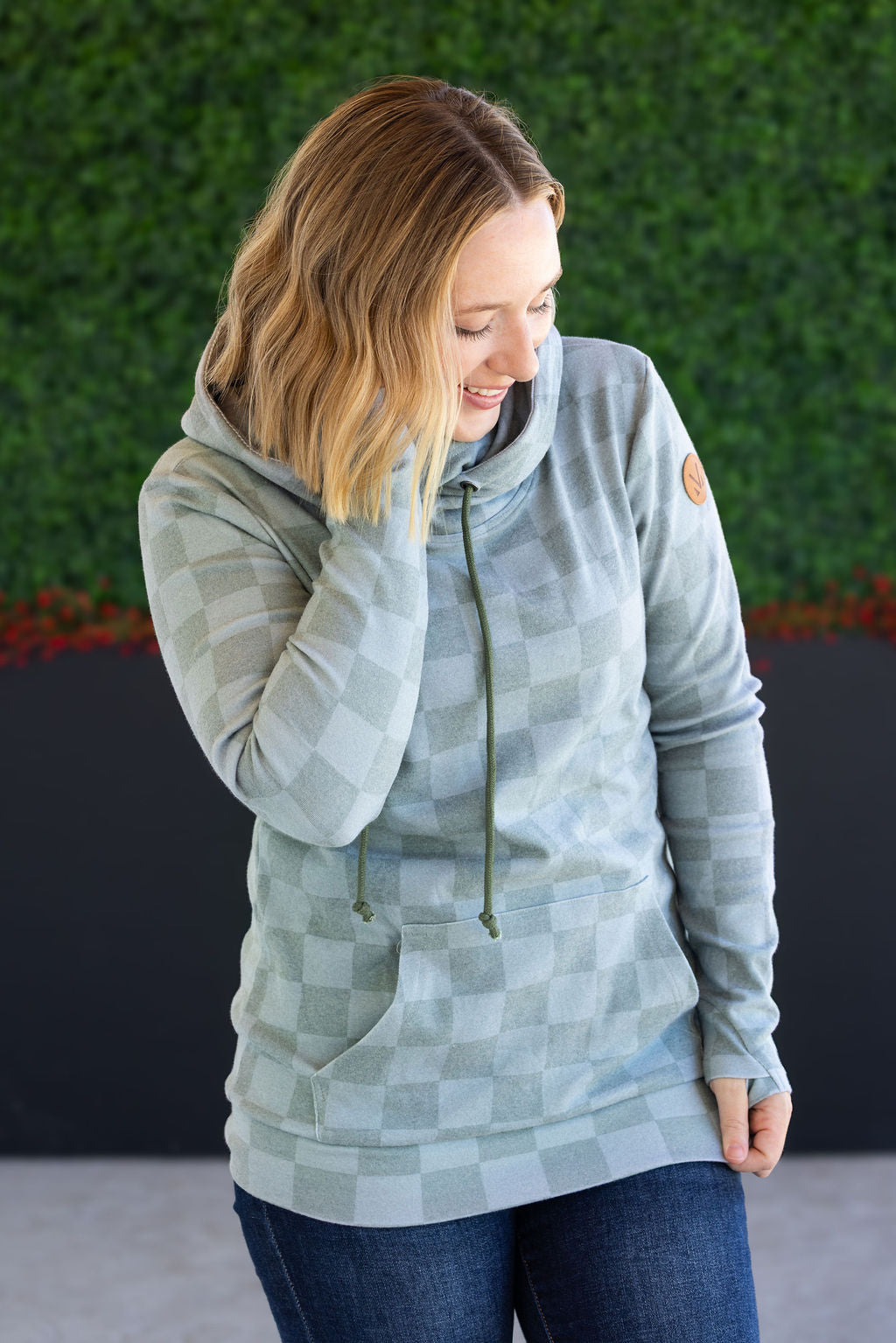 IN STOCK Ashley Hoodie - Olive Checkers