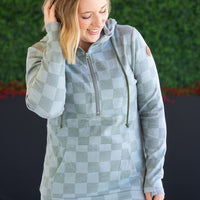 IN STOCK HalfZip Hoodie - Olive Checkers
