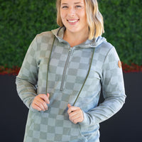 IN STOCK HalfZip Hoodie - Olive Checkers