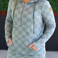 IN STOCK HalfZip Hoodie - Olive Checkers