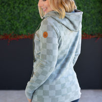 IN STOCK HalfZip Hoodie - Olive Checkers