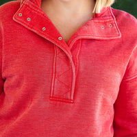 IN STOCK Jesse Vintage Wash Snap Pullover - Red