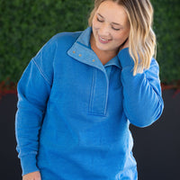 IN STOCK Jesse Vintage Wash Snap Pullover - Winter Blue