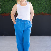 IN STOCK Wide Leg Vintage Wash Bottoms - Winter Blue