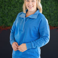 IN STOCK Jesse Vintage Wash Snap Pullover - Winter Blue