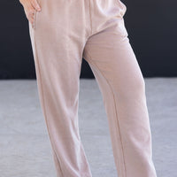 IN STOCK Wide Leg Vintage Wash Bottoms - Tan