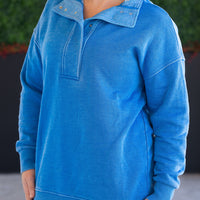 IN STOCK Jesse Vintage Wash Snap Pullover - Winter Blue