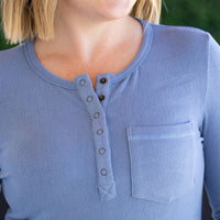IN STOCK Georgia Long Sleeve Top - Dusty Blue