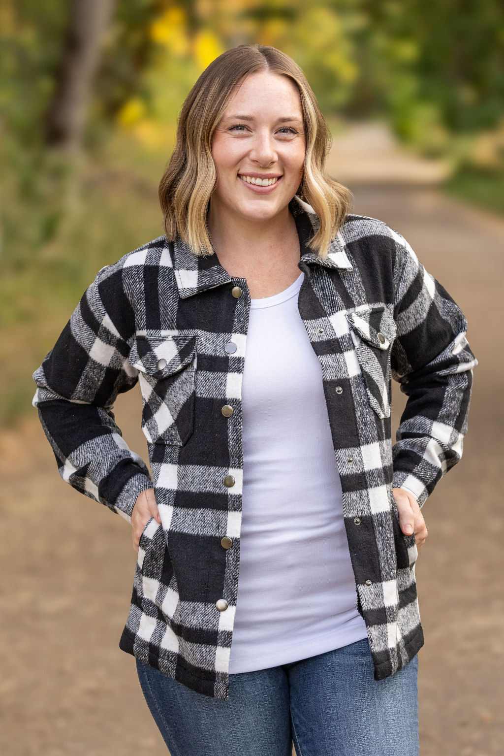 IN STOCK Norah Plaid Shacket - Classic Black and White | Women&