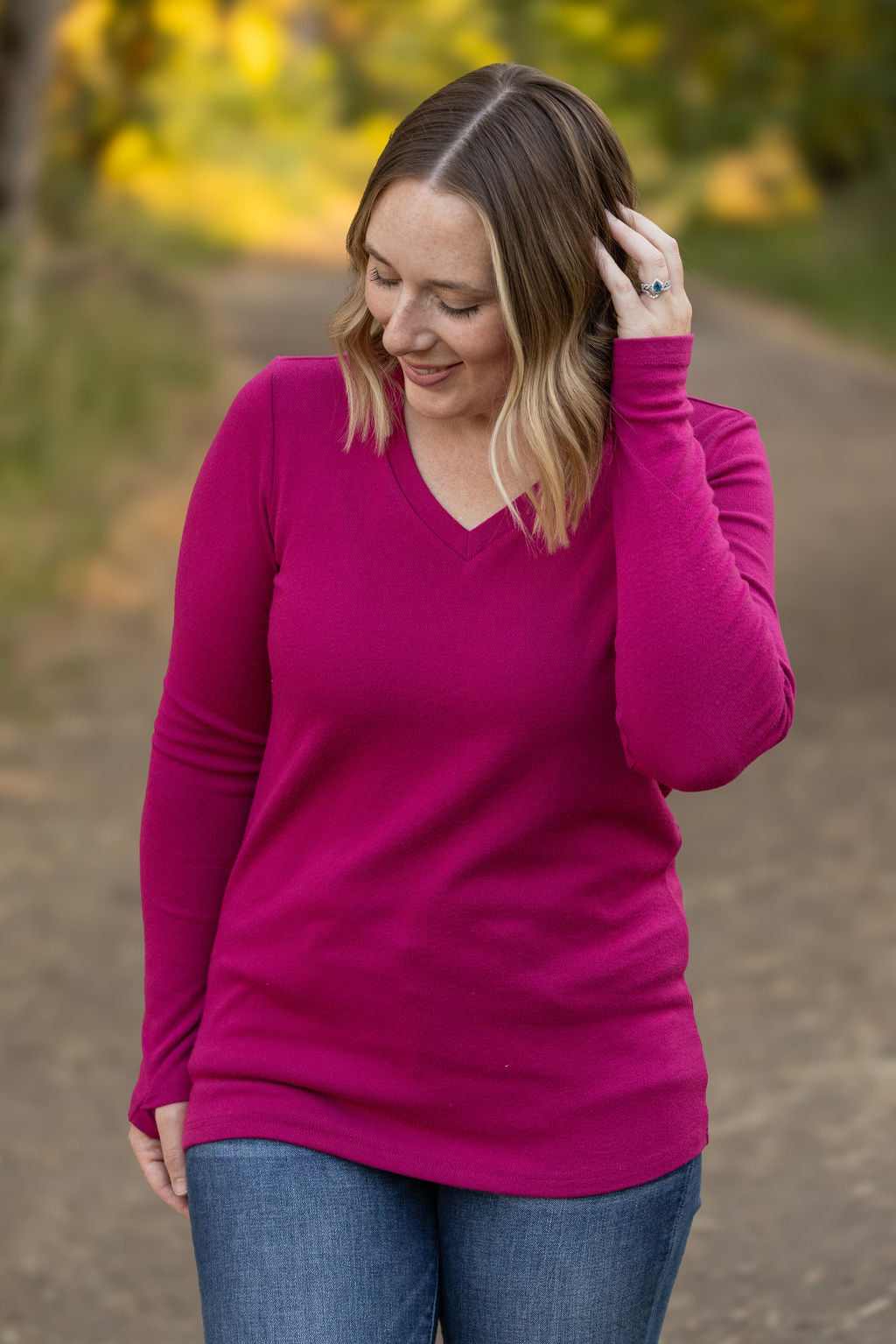 IN STOCK Leah Long Sleeve Top - Magenta | Women&