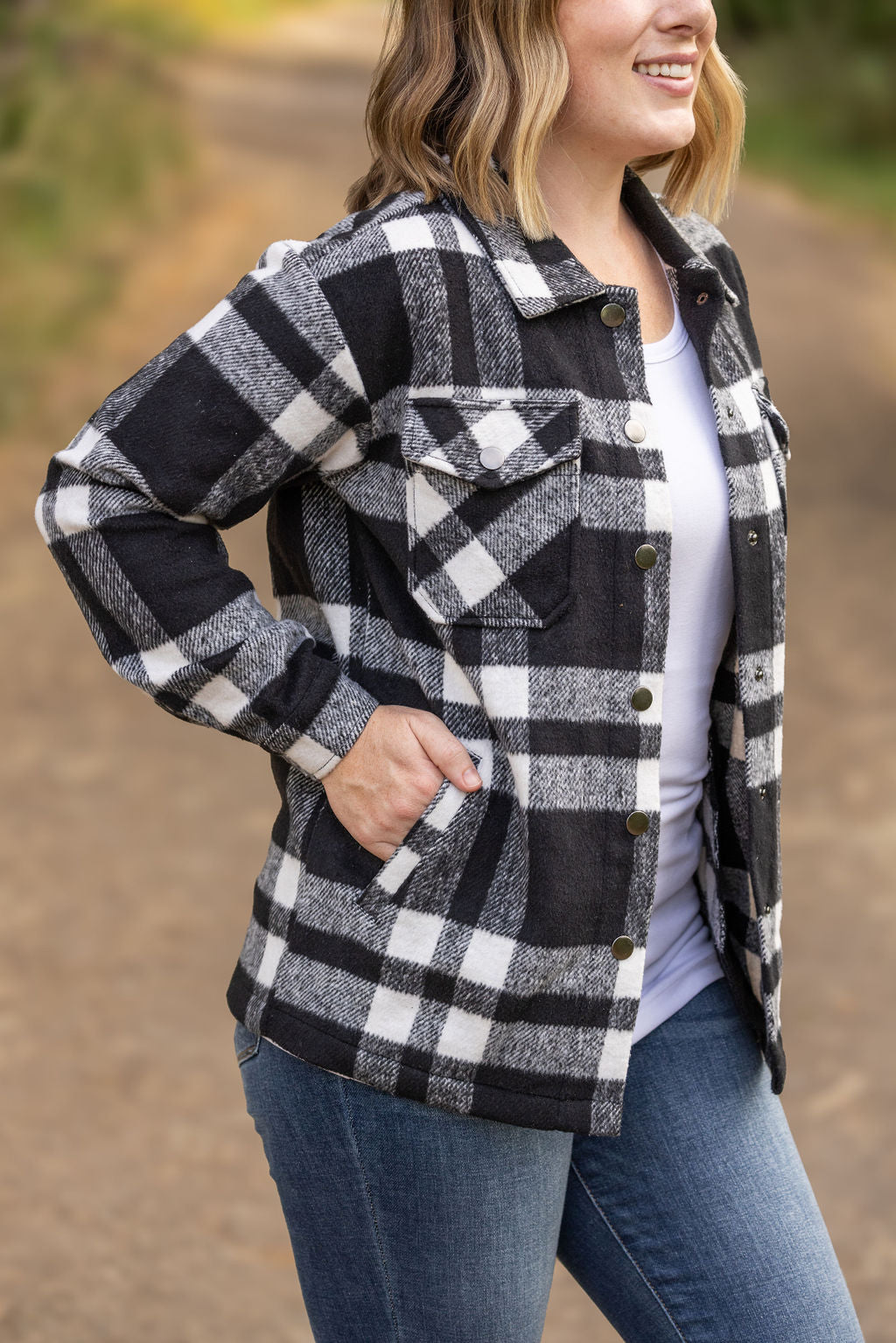 IN STOCK Norah Plaid Shacket - Classic Black and White | Women&