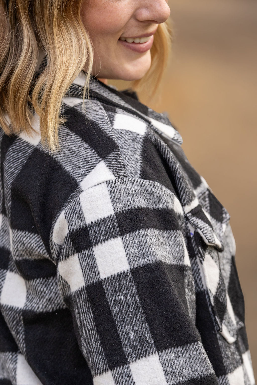 IN STOCK Norah Plaid Shacket - Classic Black and White | Women&