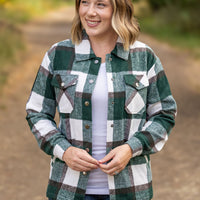 IN STOCK Norah Plaid Shacket - Evergreen and White