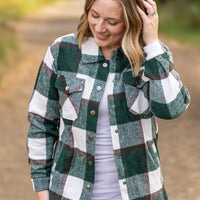 IN STOCK Norah Plaid Shacket - Evergreen and White