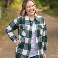 IN STOCK Norah Plaid Shacket - Evergreen and White