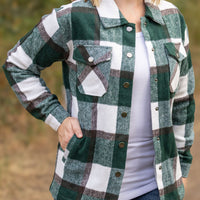 IN STOCK Norah Plaid Shacket - Evergreen and White