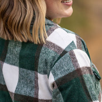 IN STOCK Norah Plaid Shacket - Evergreen and White