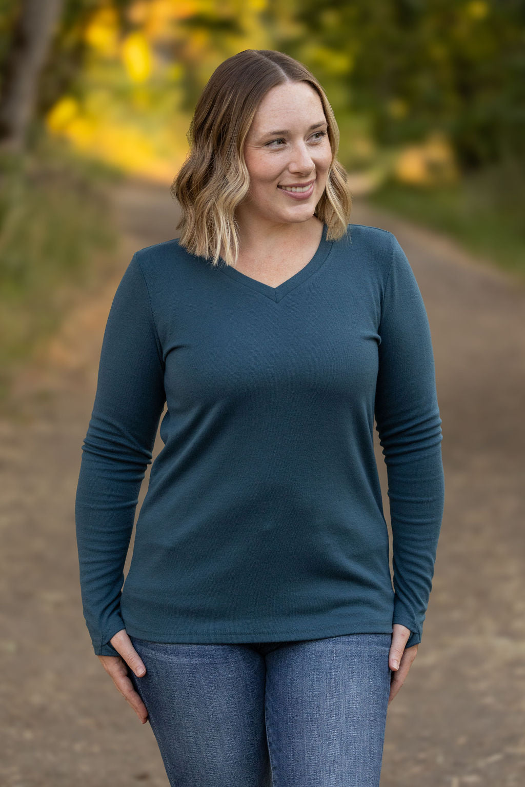 IN STOCK Leah Long Sleeve Top - Teal | Women&