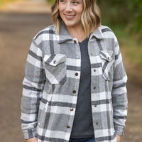 plaid black and white womens shacket