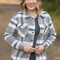 IN STOCK Norah Plaid Shacket - Classic Grey and White | Women's Shacket FINAL SALE