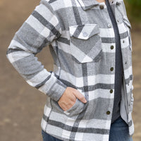 IN STOCK Norah Plaid Shacket - Classic Grey and White | Women's Shacket FINAL SALE