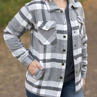 IN STOCK Norah Plaid Shacket - Classic Grey and White | Women's Shacket FINAL SALE