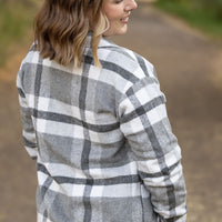 IN STOCK Norah Plaid Shacket - Classic Grey and White | Women's Shacket FINAL SALE