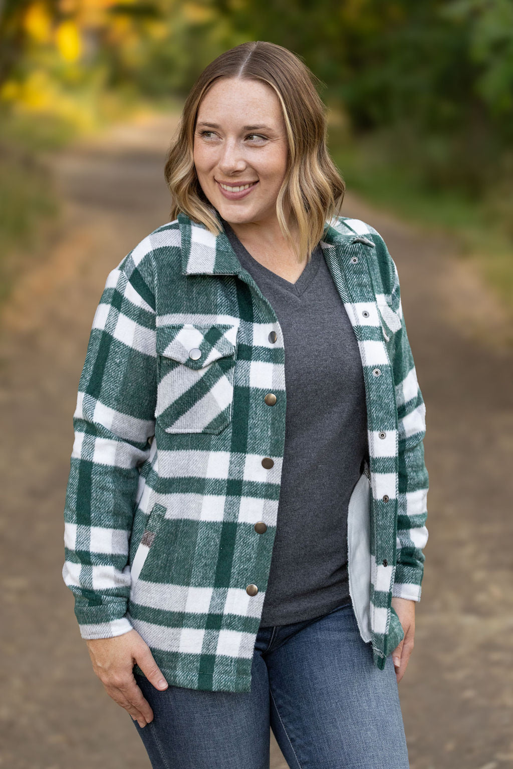 IN STOCK Norah Plaid Shacket - Classic Green and Grey Mix FINAL SALE