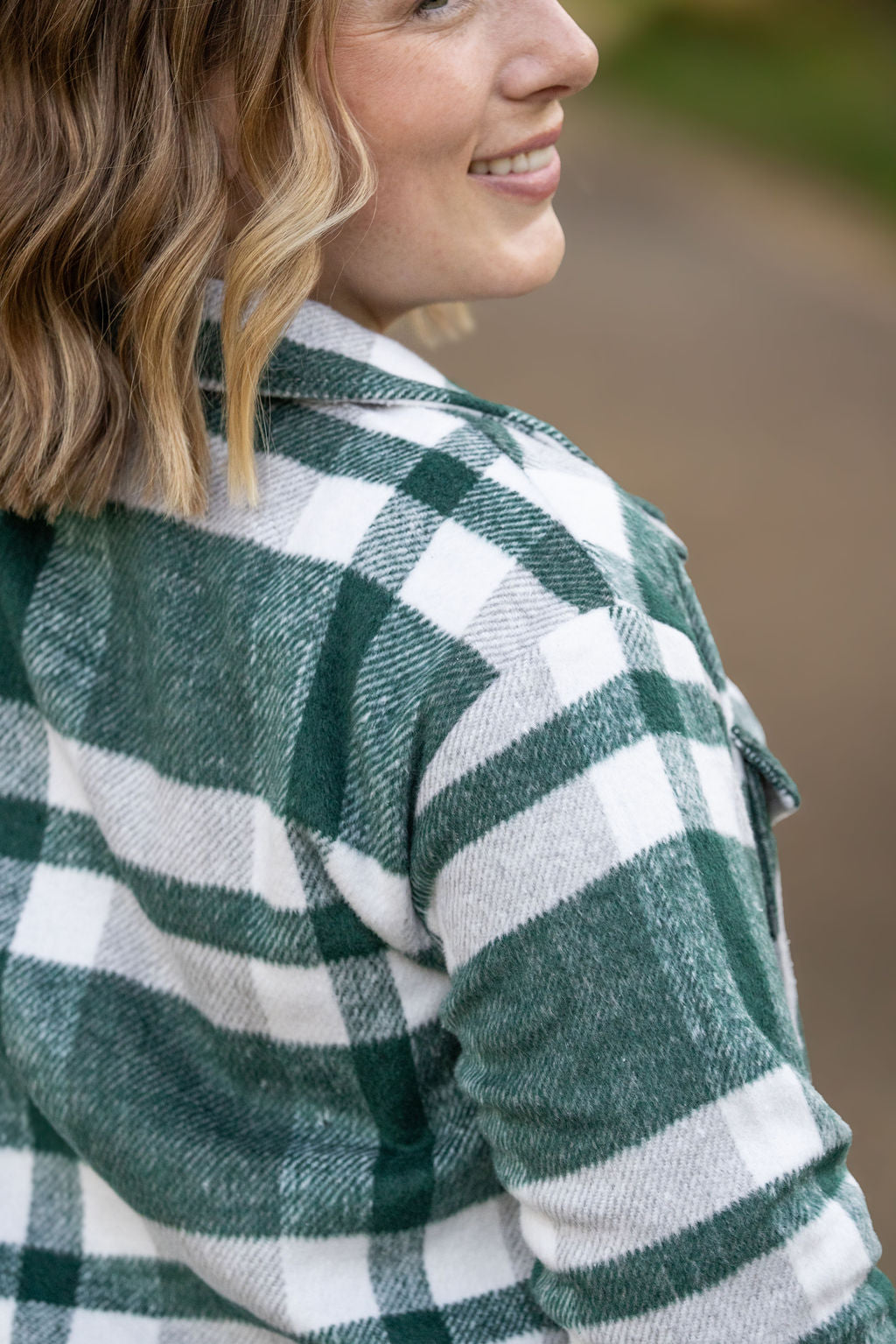 IN STOCK Norah Plaid Shacket - Classic Green and Grey Mix FINAL SALE