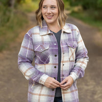 IN STOCK Norah Plaid Shacket - Purple and Gold FINAL SALE