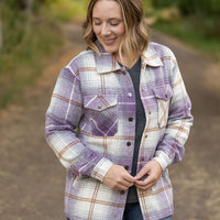 IN STOCK Norah Plaid Shacket - Purple and Gold FINAL SALE