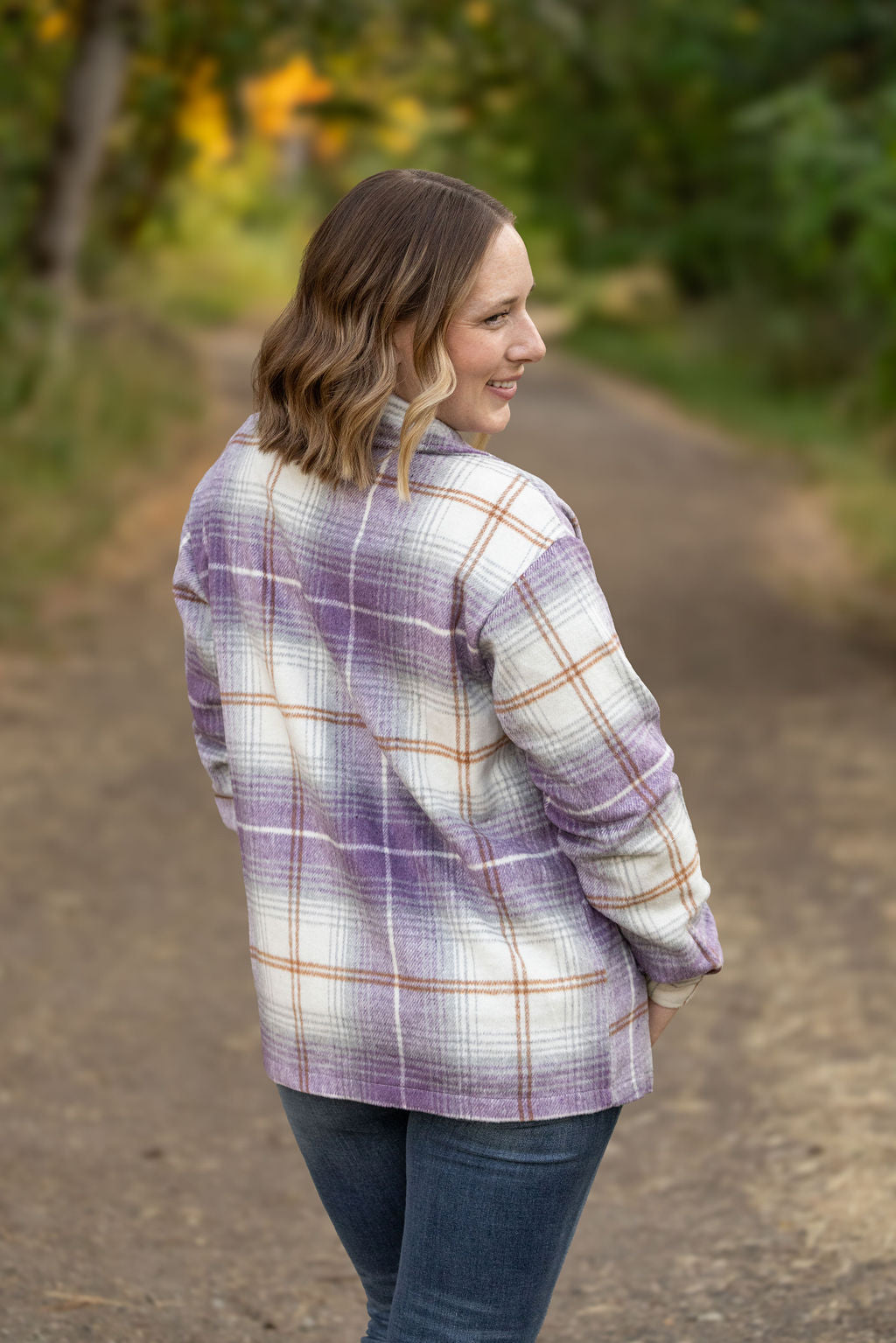 IN STOCK Norah Plaid Shacket - Purple and Gold FINAL SALE