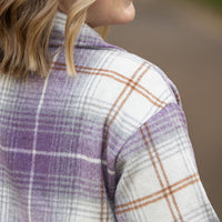 IN STOCK Norah Plaid Shacket - Purple and Gold FINAL SALE