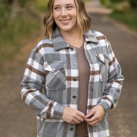 IN STOCK Norah Plaid Shacket - Grey and Tan | Women's Shacket FINAL SALE