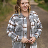 IN STOCK Norah Plaid Shacket - Grey and Tan | Women's Shacket FINAL SALE