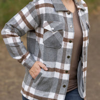 IN STOCK Norah Plaid Shacket - Grey and Tan | Women's Shacket FINAL SALE