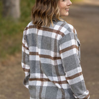 IN STOCK Norah Plaid Shacket - Grey and Tan | Women's Shacket FINAL SALE