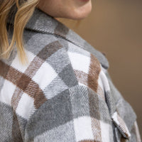 IN STOCK Norah Plaid Shacket - Grey and Tan | Women's Shacket FINAL SALE