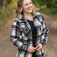 IN STOCK Norah Plaid Shacket - Ivory and Black