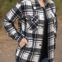 IN STOCK Norah Plaid Shacket - Ivory and Black