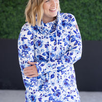 IN STOCK Soft Funnel Neck - Sapphire Floral