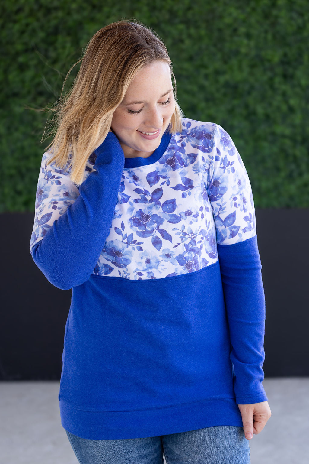 IN STOCK Natalie Pullover - Sapphire Floral and Blue