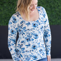 IN STOCK Alyssa Long Sleeve Top - Sapphire Floral