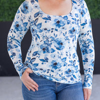 IN STOCK Alyssa Long Sleeve Top - Sapphire Floral