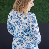 IN STOCK Alyssa Long Sleeve Top - Sapphire Floral