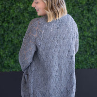 IN STOCK Open Knit Cardigan - Grey
