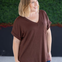 IN STOCK Sierra Pocket Top - Brown FINAL SALE