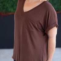 IN STOCK Sierra Pocket Top - Brown FINAL SALE